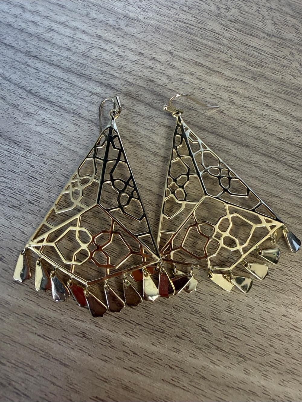 Kendra Scott Gold Geometric Filigree Triangle Dangle Earrings